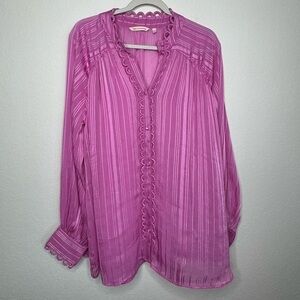 Soft Surroundings Yesena Longsleeve Sheer Blouse- Sz‎ XL
